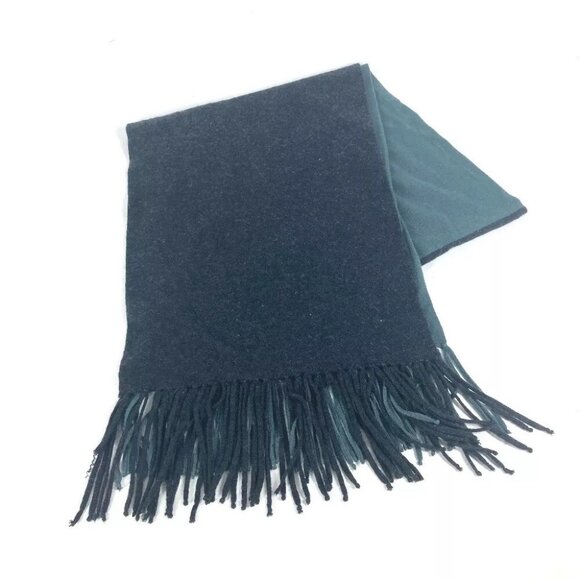 Auth HERMES Bicolor fringe Scarf Cashmere Scarf/BlackBased - Picture 1 of 12